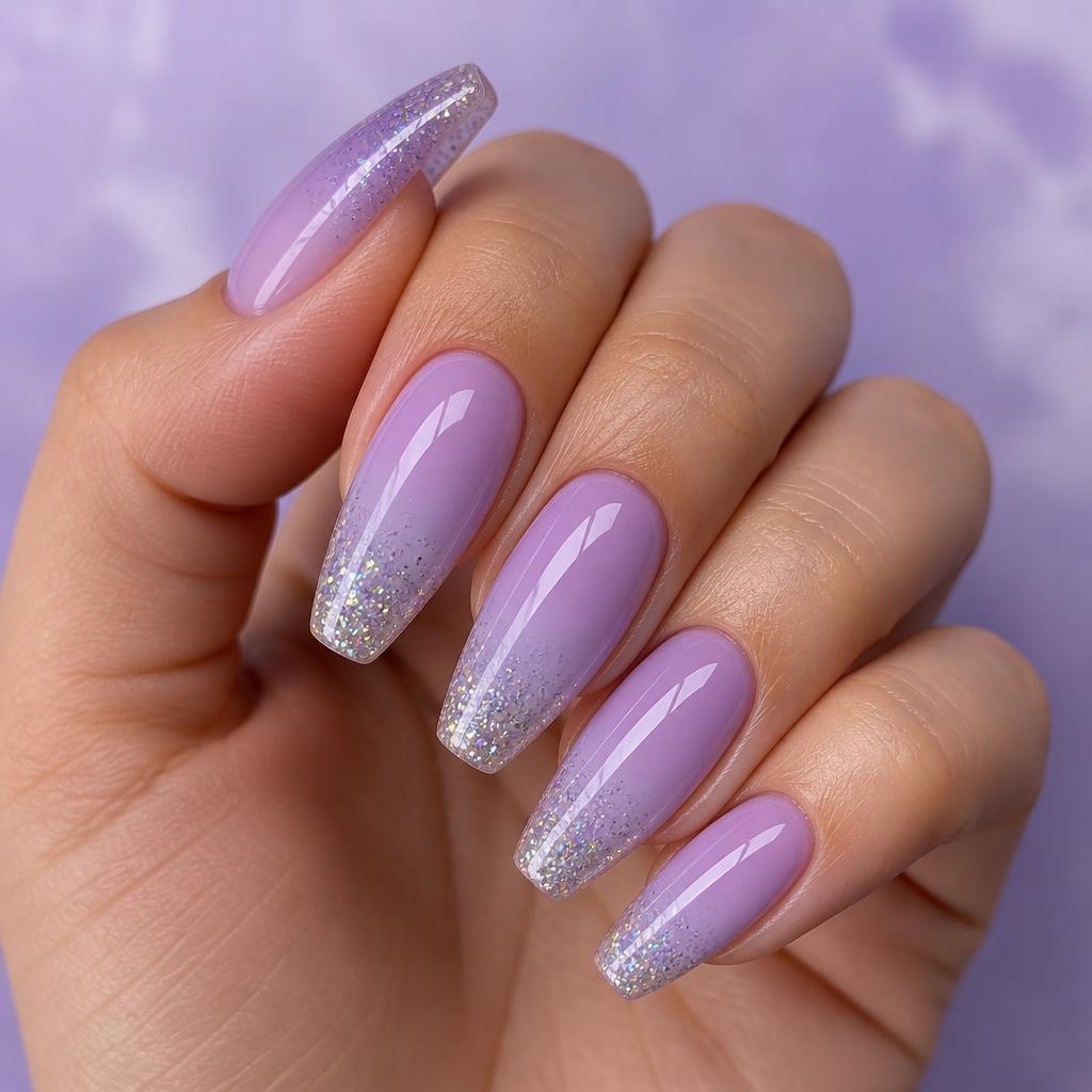Ombré lilás com glitter